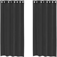 vidaXL Voile Vorhänge mit Ösen 2 Stk. Schwarz 140x245 cm