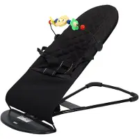 StarTech.com Babywippe 3-in-1 - Wipp- und Liegestuhl - 0–36 Monate - 3-Punkt-Sicherheitsgurt - Abnehmbarer, waschbarer Baumwollbezug - Platzsparend faltbar - Bis 10 kg - Schwarz