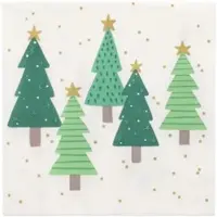 Papstar 300 Servietten, 3-lagig 1/4-Falz 33 cm x 33 cm `Winter Trees`