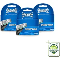 Wilkinson 3 x Quattro Ersatzklingen mit Präzisionstrimmer - Großpackung - 3 Stücke