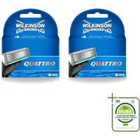 Wilkinson 2 x Quattro Ersatzklingen mit Präzisionstrimmer - Großpackung - 2 Stücke