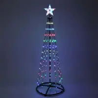 Spetebo Lichterbaum mit Stern Spitze 150 cm für Außen mit Fernbedienung und Timer - 154 LED - Metall Weihnachtsbaum in schwarz multicolor mit Farbwechsel