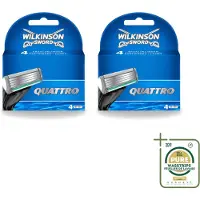 Wilkinson 2 x Quattro Ersatzklingen mit Präzisionstrimmer - Vorratspackung - 2 Stücke