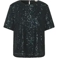 Kaffe Kurzarmbluse "Damen Bluse kurzarm KAlila", Damen, Gr. XS, grün (dunkelgrün sequin), Obermaterial: 100% Polyester PES., Blusen Kurzarmbluse
