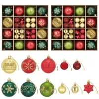 vidaXL Weihnachtskugelset 88 stk. Rot, Gold und Grün Ø 6 cm Kunststoff 42053203