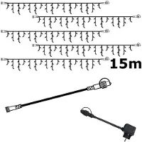 Star Trading SYSTEM 24 KOMPLETT SET 15m - LED Lichtervorhang Eisregen 15x0,4m - Icicle für Dachrinne, Garage