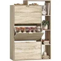 HOMCOM SCHUHSCHRANK MDF Naturholz