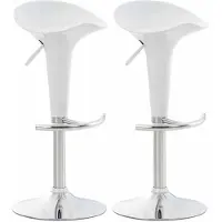 CLP 2er Set Barhocker Saddle mit drehbarem Kunsttoffsitz und Fußablage | Farbe weiß