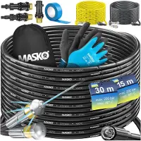 MASKO Premium Rohrreinigungsschlauch Set 30m 200bar, kompatibel Kärcher K2-K7, inkl. Adapter