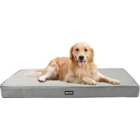 Merkloos Orthopädisches Hundebett 112 cm, 10 cm dick, antislip Unterseite, wasserdichtes Innenfutter, hellgrau, für