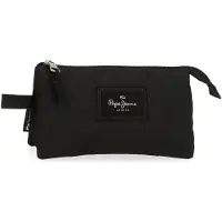 Pepe Jeans Aris Dreifach-Federmäppchen, 22 x 12 x 5 cm, Schwarz , 22x12x5 cms, D