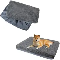 Merkloos Omgoods – Wasserdichter Hundebettbezug – Abnehmbar – Waschbar – 3-lagiges Design – Weiches Plüsch – Für Hunde/Katzen (112 x 81 x 15 cm) – Hundedecke