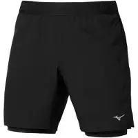 Mizuno Core 2in1 7.5in Laufshorts Herren - schwarz, Größe L (auch verfügbar in S, M, XXL)