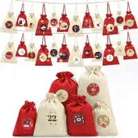 Dripio Adventskalender 24 Stoffbeutel 3 Größen LED-Lichterkette