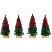 Sonstiges Künstlicher Mini Weihnachtsbaum 4,5cm x 10,5cm Rot Grün 4er Set