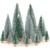 Sonstiges Mini Tannenbaum Deko 16 Stück Grün Silber 4.5/10/15cm Künstlich