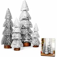 Sonstiges Künstlicher Mini Weihnachtsbaum mit Schnee 4er Set Tischdeko