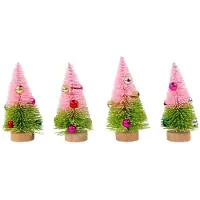 Sonstiges Künstlicher Mini Weihnachtsbaum 4,5cm x 10,5cm Rosa Grün 4er Set