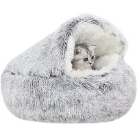 Merkloos Hundebett, 50 cm, Plüsch, Donut Form, für kleine Hunde