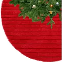 Sonstiges Weihnachtsbaumdecke Rund Rot mit flauschigem Rand 122 cm