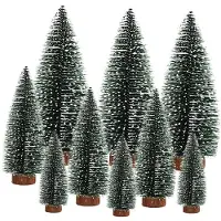 Sonstiges Mini Weihnachtsbaum künstlich mit Schnee-Effekt 9 Stück Größen 10-20cm Tischdeko DIY Schaufenster