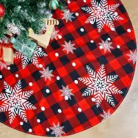 Sonstiges Weihnachtsbaumrock Schneeflocke 120cm Rot Plüsch Rund