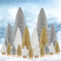 Sonstiges 21 Stück Mini Tannenbaum Deko, Künstlich Miniatur Weihnachtsbaum, Klein Christbaum Silber Weiß Gold 4.5/10/15cm für Tisch, Winterdeko, Weihnachtsdorf Zubehör