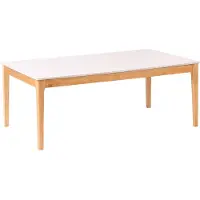 Beliani Couchtisch Weiß MDF-Platte u. Keramik mit Holzbeinen Marmor Optik Rechteckig 120x70 cm Moderner Wohnzimmertisch Sofatisch Kaffeetisch