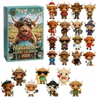 Zimtky Highland Cow Adventskalender 2026, 24 Tage 3D Kuh Weihnachts-Kalender (3D_A), als Weihnachtsgeschenk