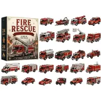 Zimtky Feuerrettungs-Adventskalender 2026, Feuerwehrauto-Dekoration, 2D-Acryl, als Geschenk für Kinder & Familie