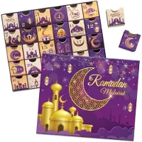 Merkloos Ramadan Adventskalender 30 Schachteln, befüllbar, lila, für Eid Mubarak
