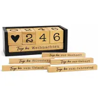 Merkloos Holz Adventskalender, Tischkalender mit Holzklötzen, für Zuhause, schwarz und holzfarben