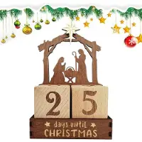 Famanu Adventskalender Weihnachtskrippe Holz Handgefertigte Skulptur 11x6x18 cm