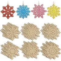 Famanu Holz Weihnachtsbaumhänger Schneeflocken - 24 Stück