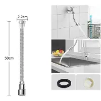 Merkloos Küchenarmaturverlängerung Edelstahl - Universelle Armaturverlängerung - Drehbarer Belüfter - Biegsamer Auslauf - Antirutsch-Oberfläche - 50 cm - Armaturenzubehör
