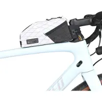 Merkloos Fahrrad-Rahmentasche 1,2 l, wasserdicht, weiß, doppelseitige Netztaschen, für Pendeln