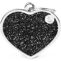 My Family Shine Big Black Gold Heart Glitter Haustiermarke