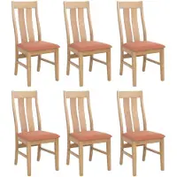 Mendler 6er-Set Esszimmerstuhl MCW-M58, Küchenstuhl Lehnstuhl Stuhl, Stoff/Textil Massiv-Holz helles Gestell, terrakotta
