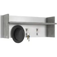 Dmora Eingangsmöbel Narciso, Garderobenständer mit 3 Haken, Regal zur Aufbewahrung im Flur, 100% Made in Italy, 90x29h34 cm, Weiß und Beton