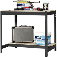 Famanu Werkbank Robuste Werktafel - Hohe Tragkraft - 84x91x61 cm - Anthrazit Holz