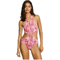 Pepe Jeans für Damen. PLB10550 Roter Badeanzug mit Blattknoten (S), Strandbekleidung, Polyester