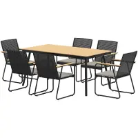 Outsunny Sitzgruppe 7-teilig Metall Essgruppe für 6 Personen Esstisch mit Tisch