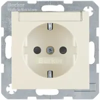 Berker Steckdose SCHUKO mit Beschriftungsfeld u. erh.BS S.1/B.3/B.7 weiß, glänzend, Typ F, Weiß, Duroplast, IP20, 250 V, 16 A