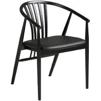 Ebuy24 Asti Esszimmerstuhl mit Armlehnen, schwarze Eiche, schwarzes PolyurethanKunstleder.