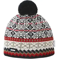 Kama Strickmütze (Bommel) AW76 Merino (winddicht) - graphitgrau/weiss/rot - 1 Stück