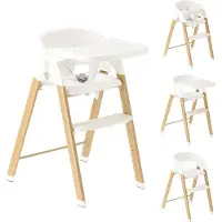 Deryan Luxe Kinderhochstuhl - Mitwachsend - Klappbar - Weiß/Holzoptik