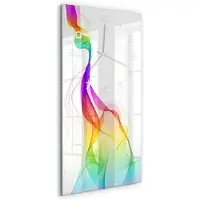 Tulup Wanduhr aus Glas – 30x60 cm - Glasbild - Glasuhr - Gehärtetes Glas -Bunte Abstraktion