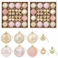 vidaXL Weihnachtskugelset 88 stk. Roségold und Gold Ø 6 cm Kunststoff 42053215