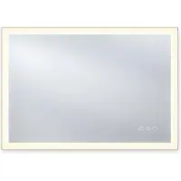 Relaxdays Badspiegel, 60 x 80 cm, dimmbarer LED-Spiegel, Steckdose, Anti-Beschlag, IP44, eckiger Badezimmerspiegel, Glas