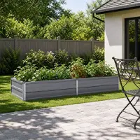 PUEAZU Möbel Hochbeet im Garten Grau 160 x 80 x 24 cm kaltgewalzter Stahl - Beete &1830